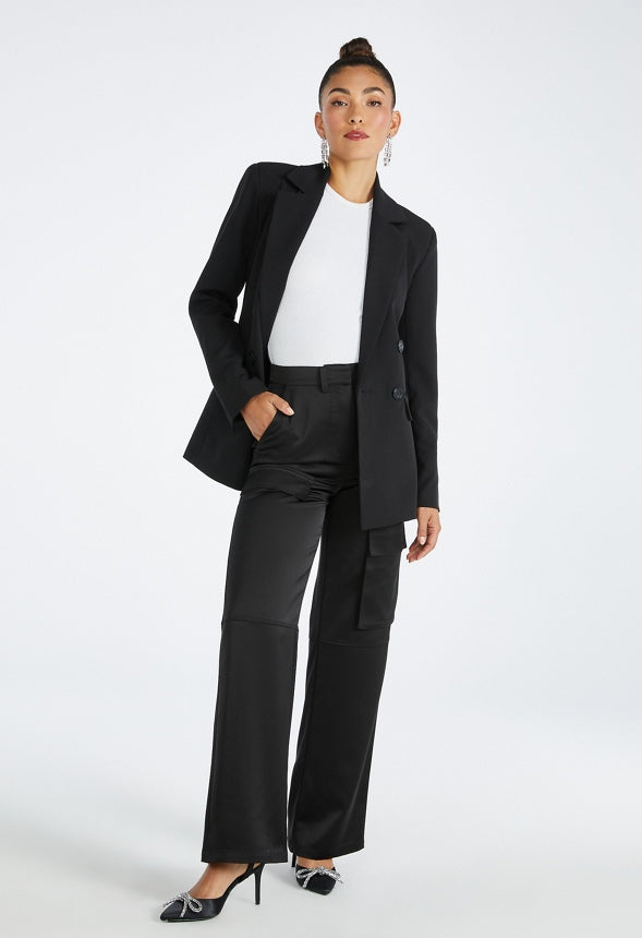 Satin Cargo Trouser Black Caviar