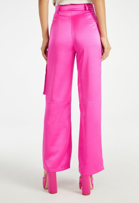 Satin Cargo Trouser Pink