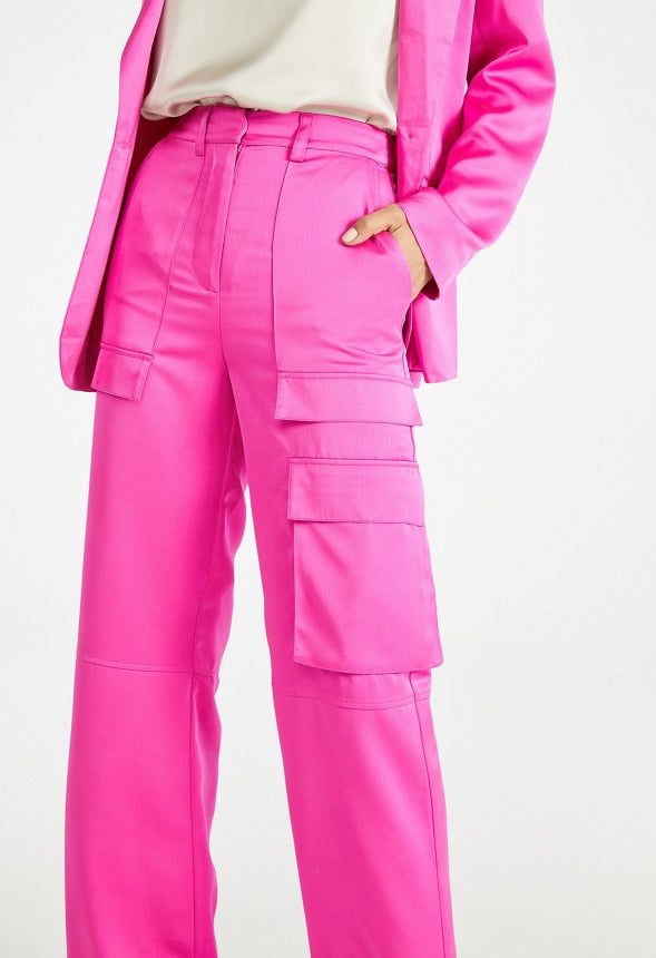 Satin Cargo Trouser Pink