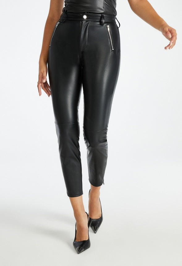Moto Faux Leather Skinny Leggings Party