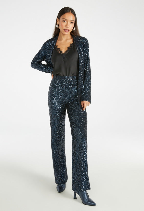 Sequin Trouser Blue Sequin