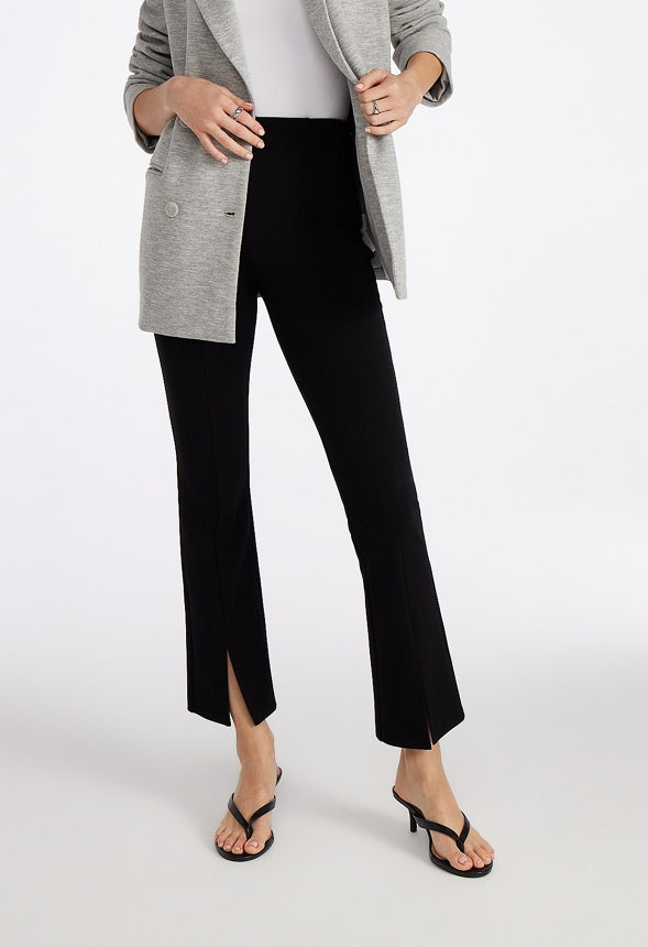 Slim Straight Split Front Leggings Black Caviar