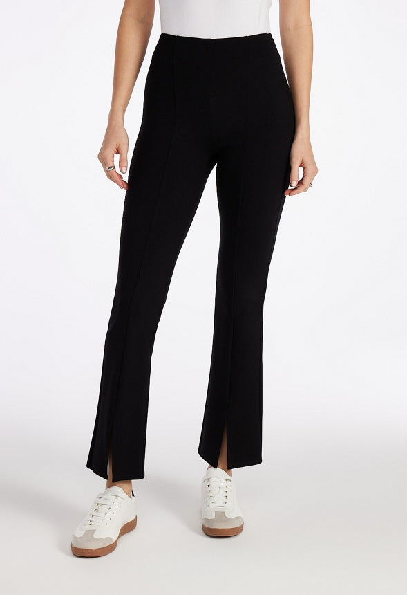 Slim Straight Split Front Leggings Black Caviar