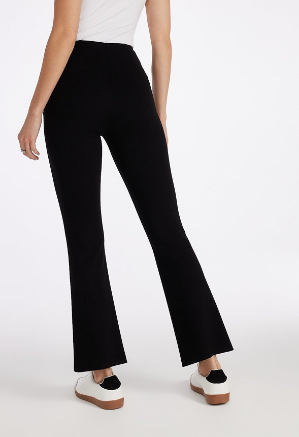 Slim Straight Split Front Leggings Black Caviar