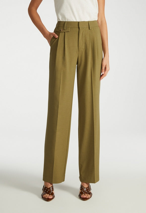 Straight Leg Trousers Olive Green