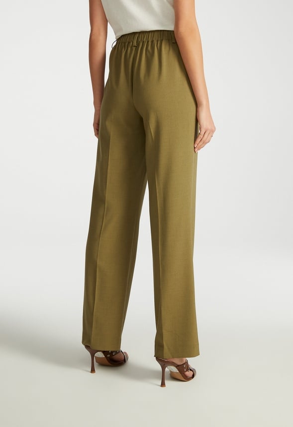 Straight Leg Trousers Olive Green