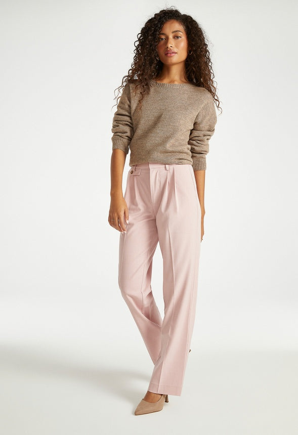 Longline Straight Leg Trousers Pale Mauve