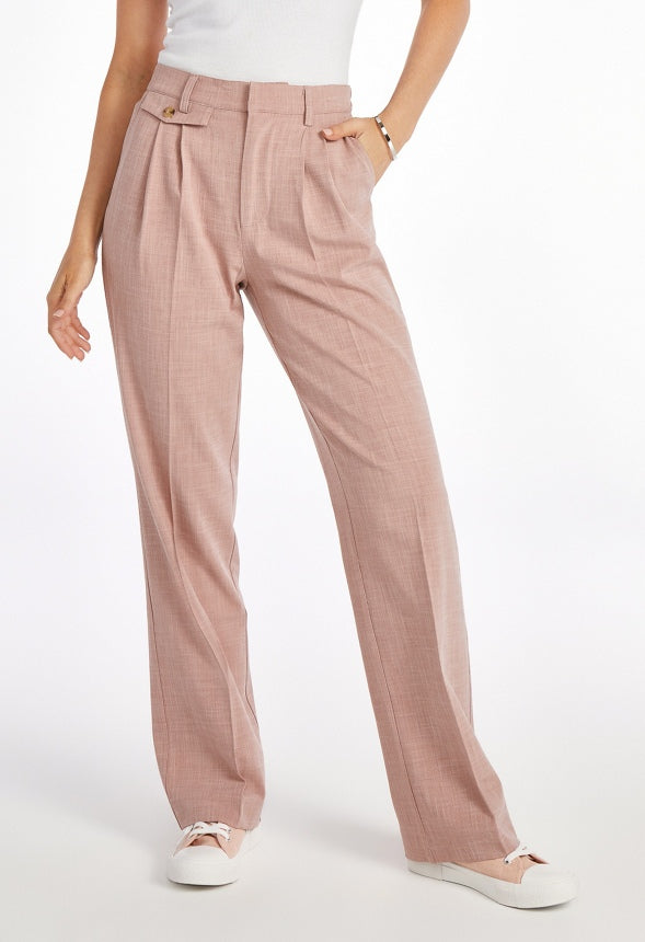 Straight Leg Trousers Pink Heather