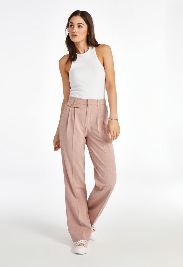 Straight Leg Trousers Pink Heather