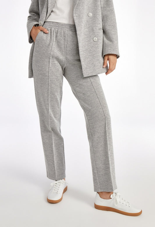 Knit Pintuck Tapered Trousers Light Heather Grey