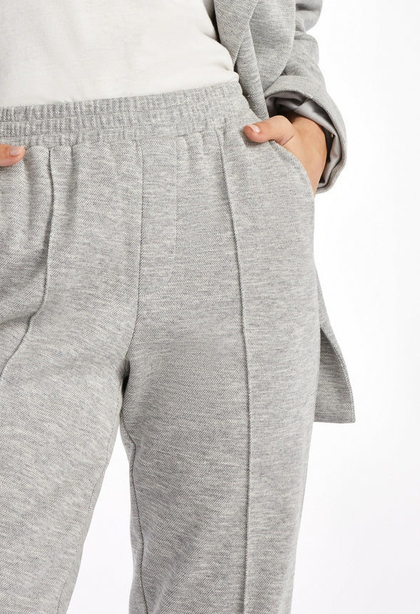 Knit Pintuck Tapered Trousers Light Heather Grey