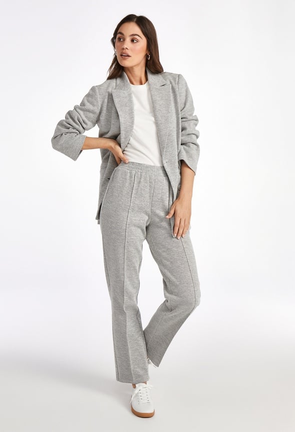 Knit Pintuck Tapered Trousers Light Heather Grey