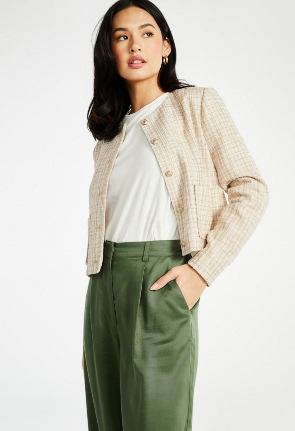 Wide Leg Pleat Front Trousers Bronze Green