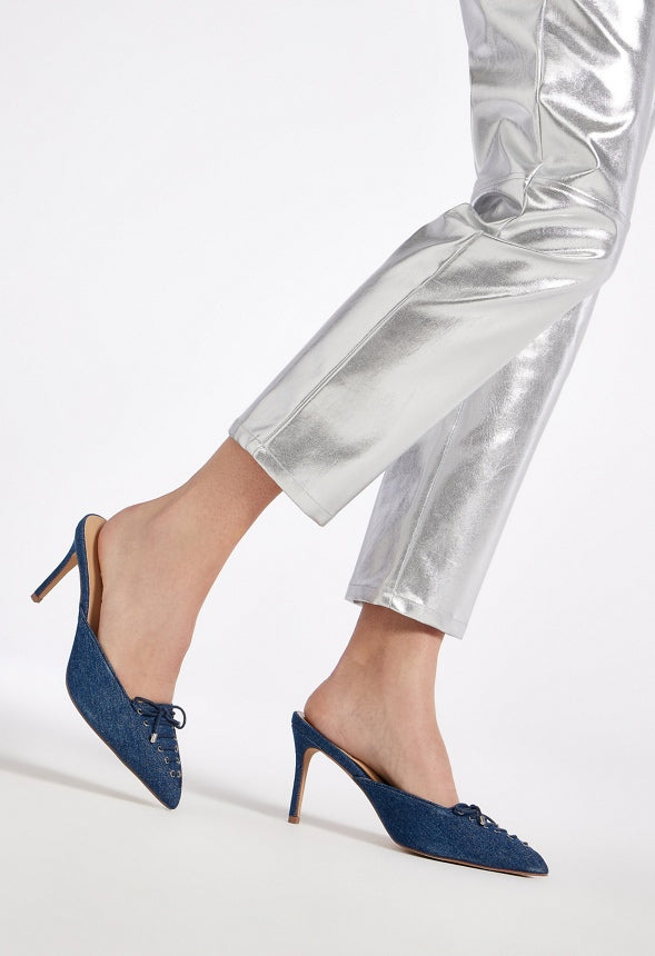 Straight Crop Leather Trousers Metallic Silver