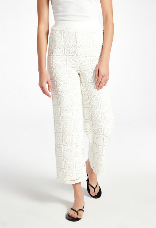 Crochet Cropped Pants Bright White