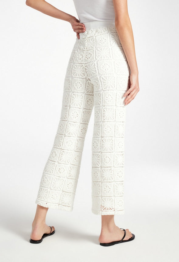 Crochet Cropped Pants Bright White