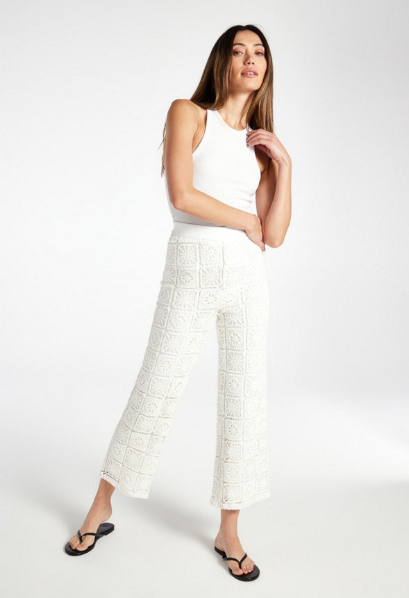 Crochet Cropped Pants Bright White