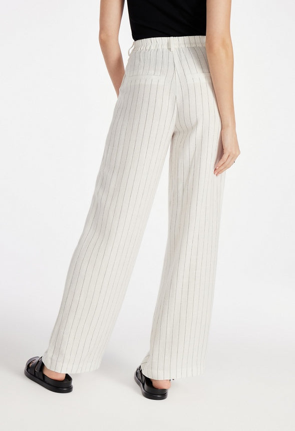 Tailored Wide Leg Trousers Marshmallow White/ Black Pinstripe