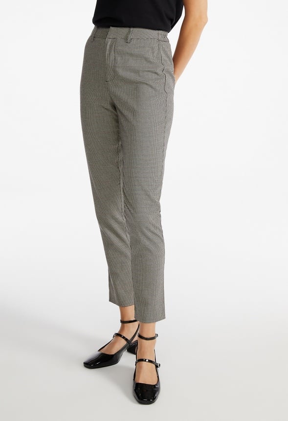 Slim Crop Trousers Brown Check