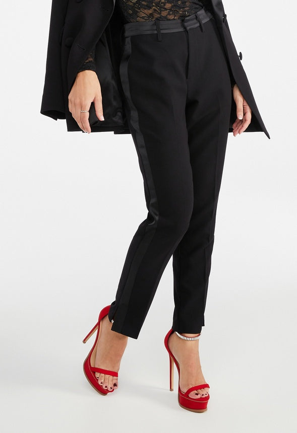 Tuxedo Satin Slim Trousers Black Caviar