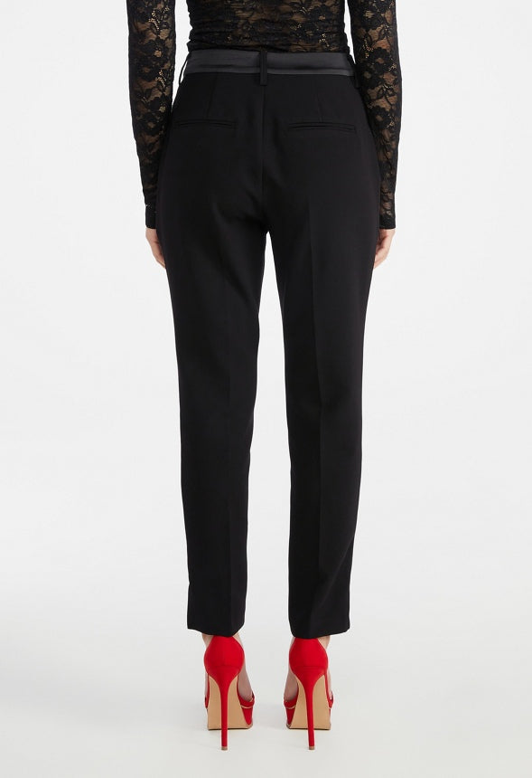 Tuxedo Satin Slim Trousers Black Caviar
