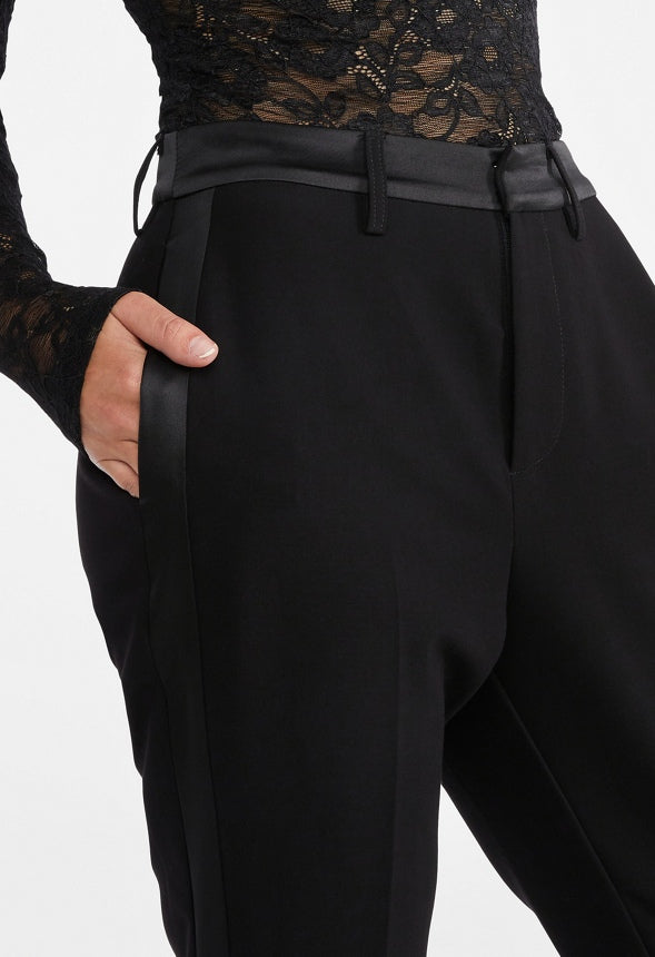 Tuxedo Satin Slim Trousers Black Caviar