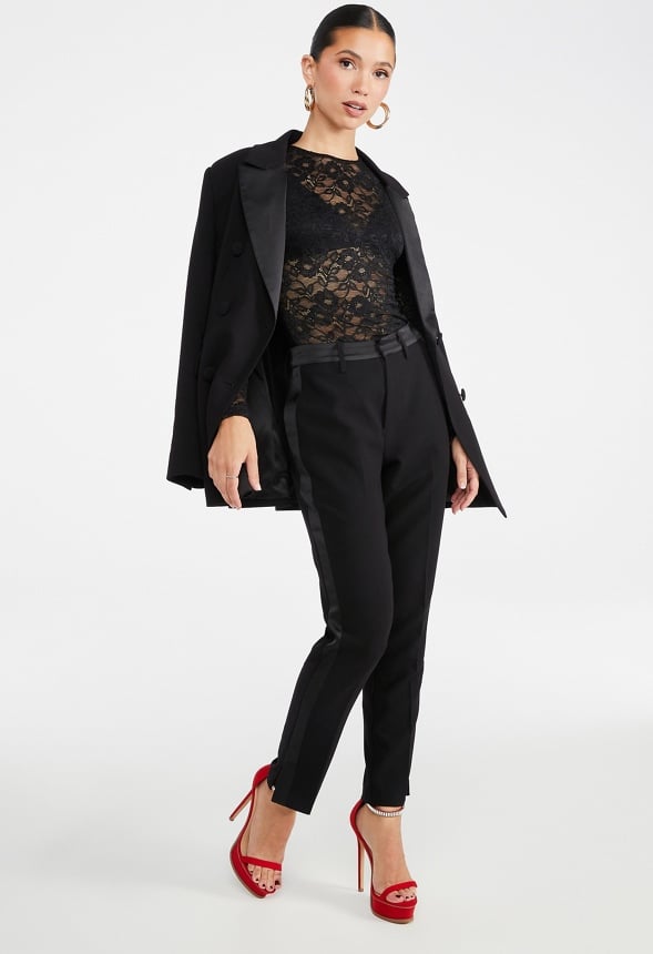 Tuxedo Satin Slim Trousers Black Caviar