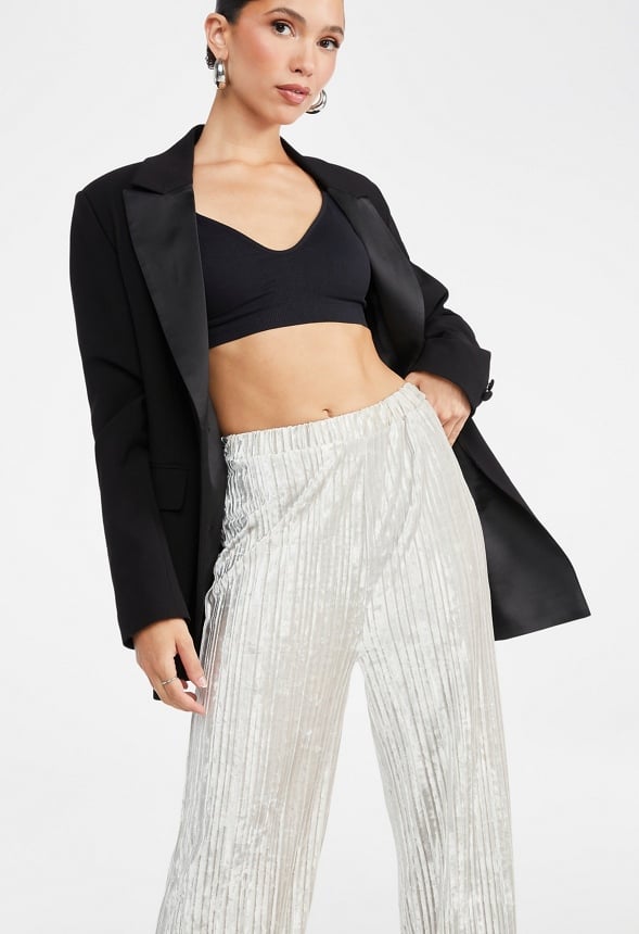 Velvet Plisse Trousers Vapor Blue
