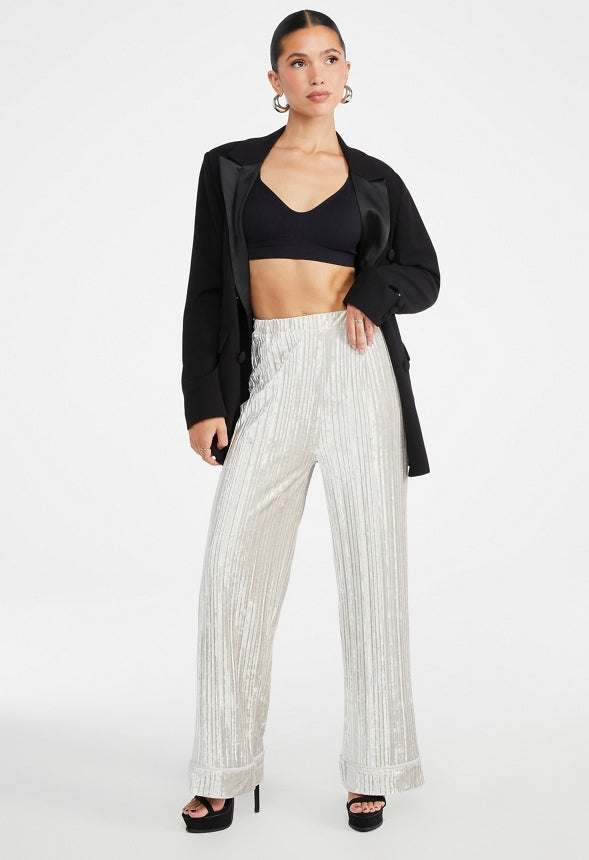 Velvet Plisse Trousers Vapor Blue