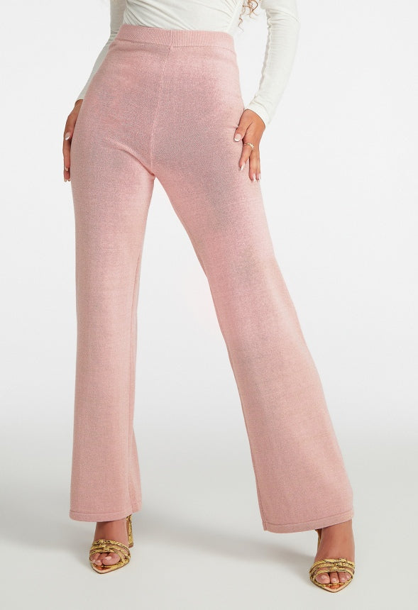 Lurex Pull On Pants Rose Gold