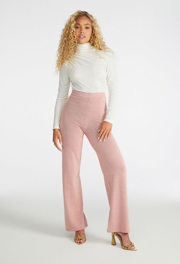 Lurex Pull On Pants Rose Gold