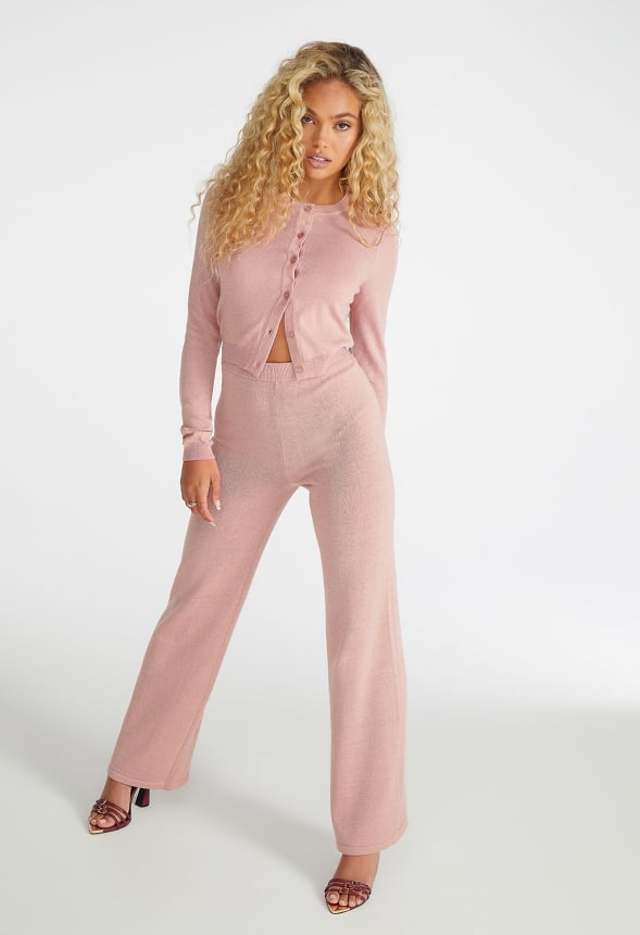 Lurex Pull On Pants Rose Gold