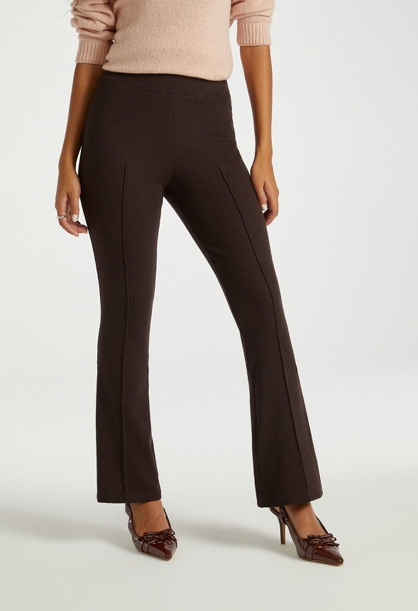 Crop Flare Rib Pants Chocolate Torte