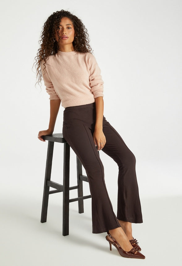 Crop Flare Rib Pants Chocolate Torte