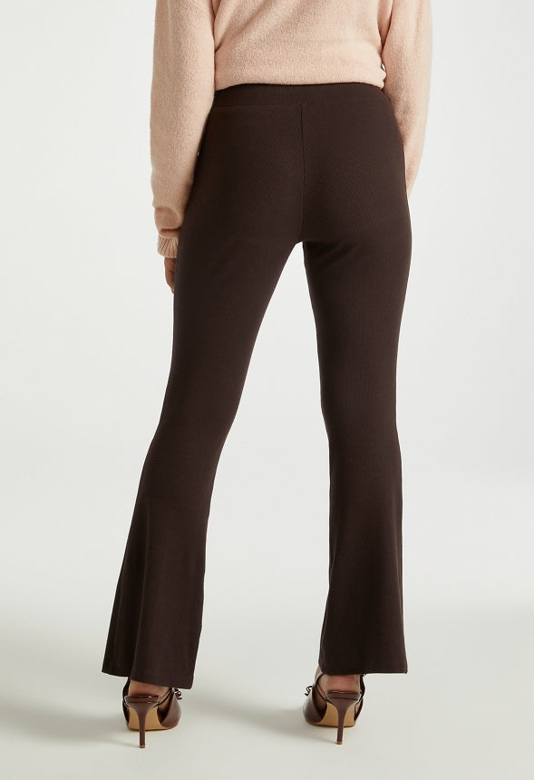 Crop Flare Rib Pants Chocolate Torte