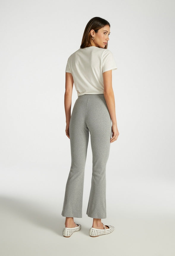 Crop Flare Rib Pants Medium Heather Grey