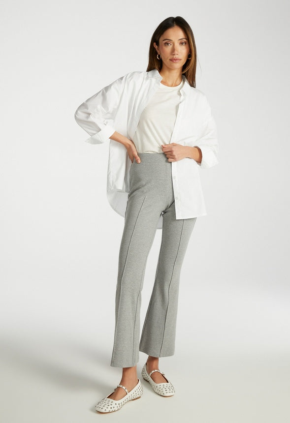 Crop Flare Rib Pants Medium Heather Grey