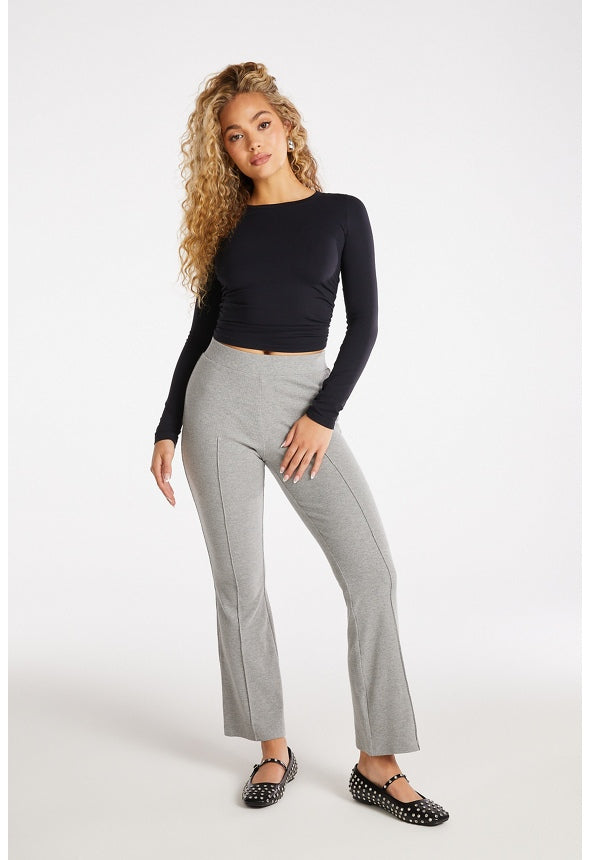 Crop Flare Rib Pants Medium Heather Grey