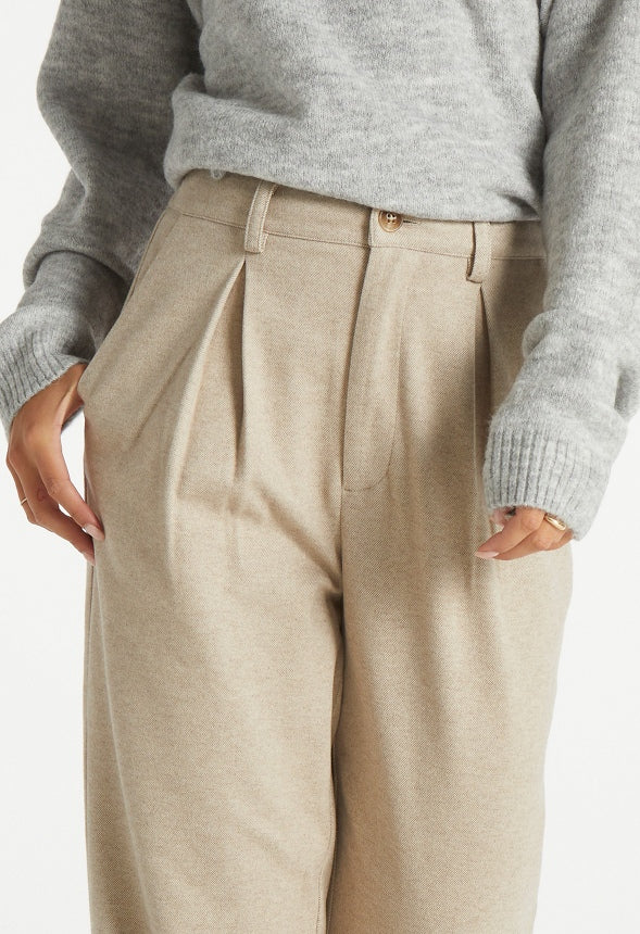 Flannel Trousers Beige Heather