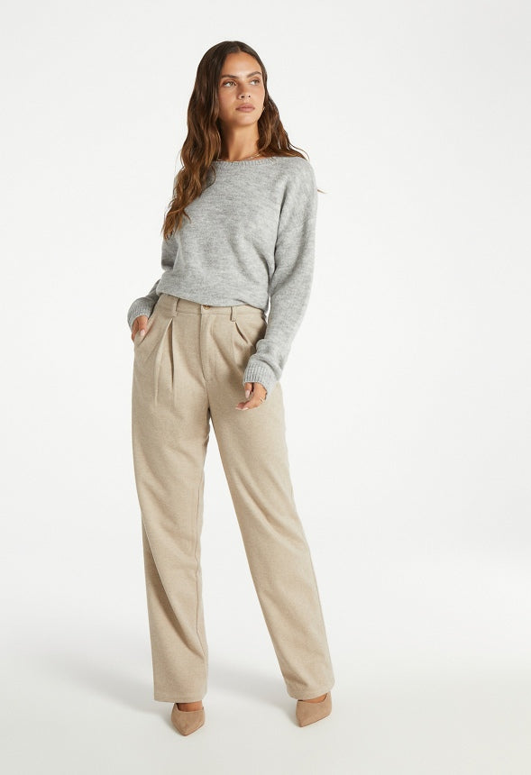 Flannel Trousers Beige Heather