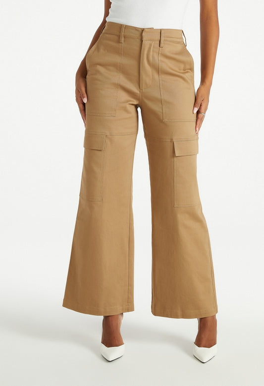 Utility Wide Leg Cargo Pants Fennel Seed Green