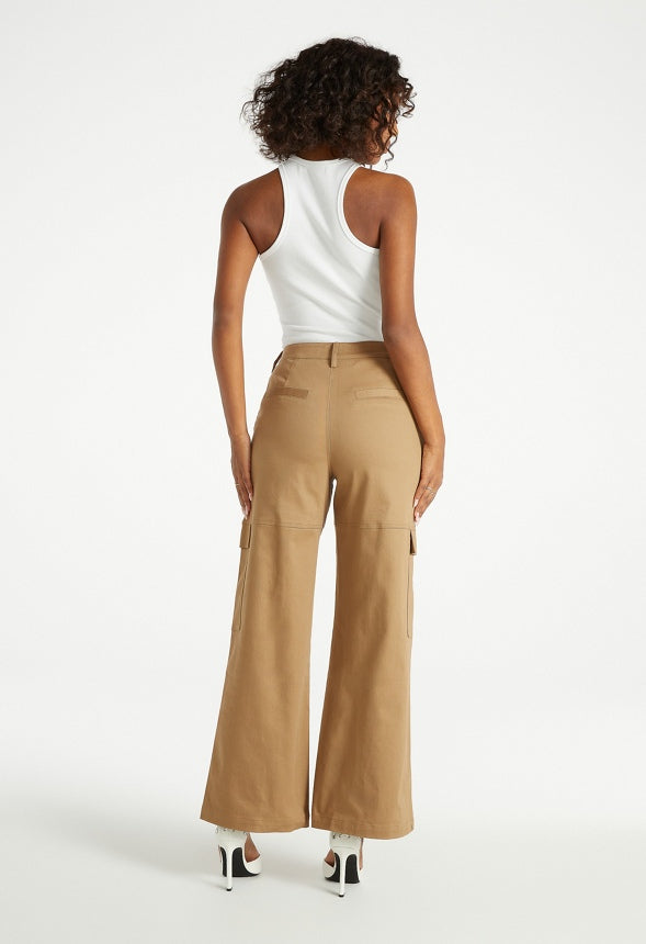 Utility Wide Leg Cargo Pants Fennel Seed Green