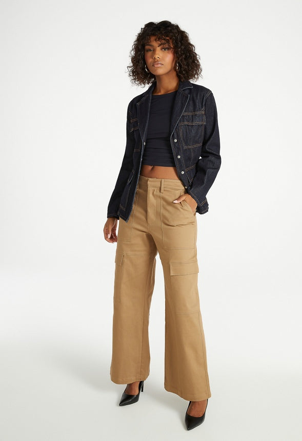 Utility Wide Leg Cargo Pants Fennel Seed Green
