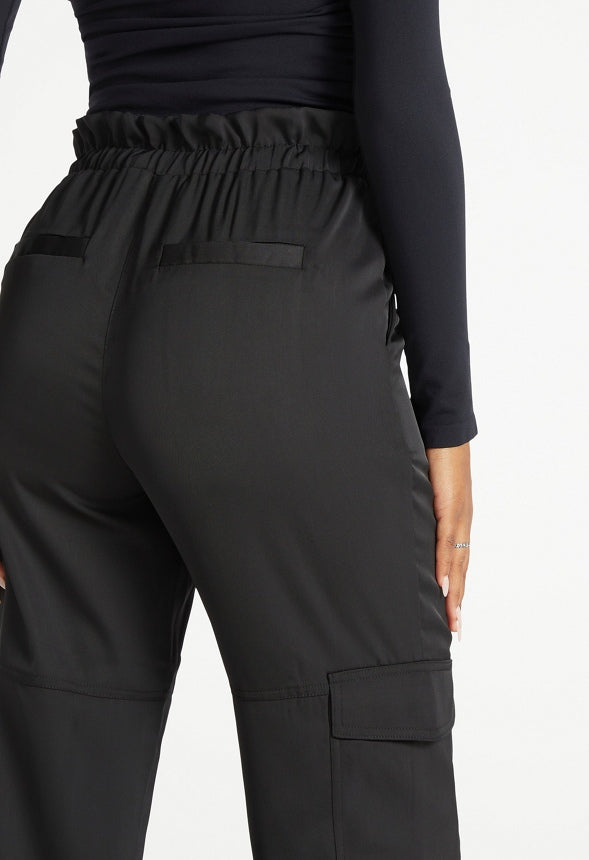 Satin Cargo Joggers Black Caviar