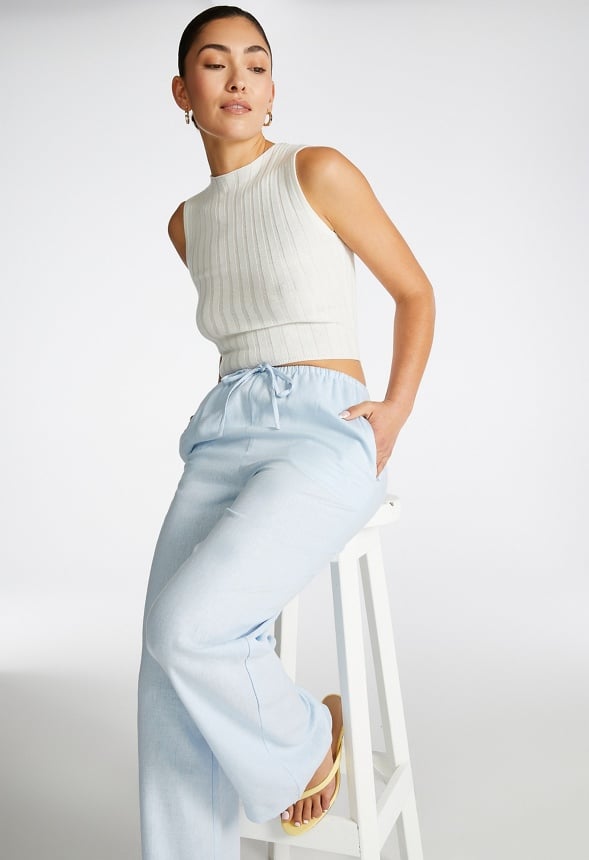 Linen Wide Leg Pants Skyway