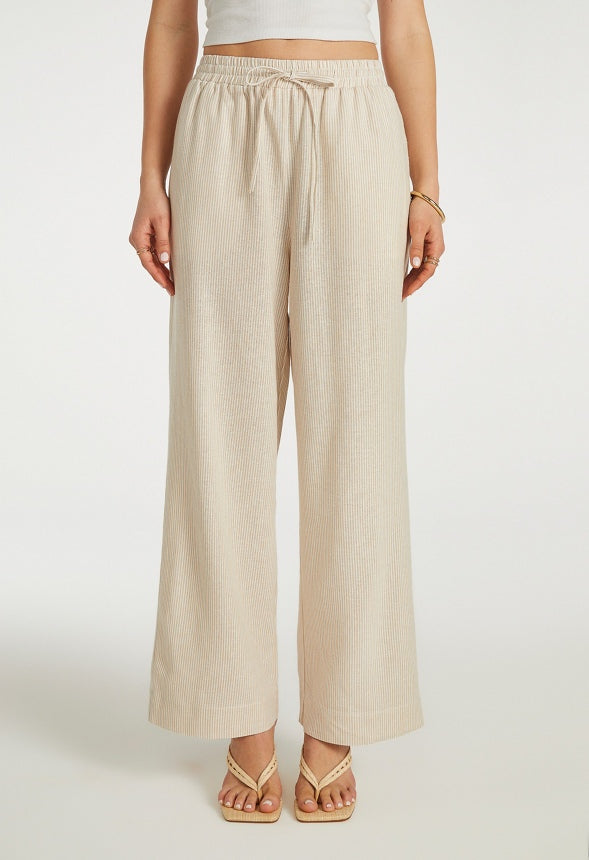 Pull-On Wide Leg Cropped Pants Doeskin / Marshmallow White