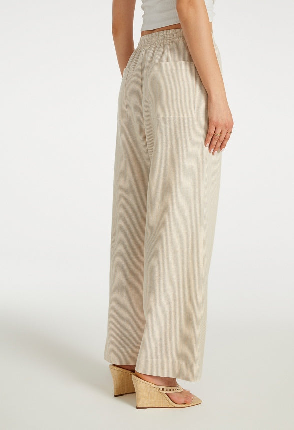 Pull-On Wide Leg Cropped Pants Doeskin / Marshmallow White
