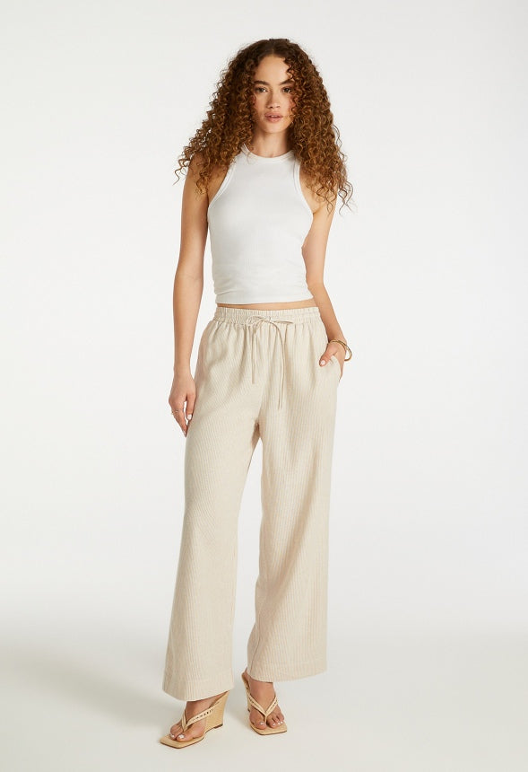Pull-On Wide Leg Cropped Pants Doeskin / Marshmallow White
