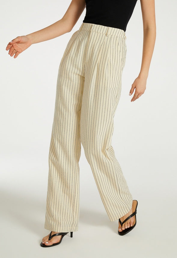 Tailored Tunic Wide Leg Trousers Marshmallow White/ Black Caviar Pinstripe