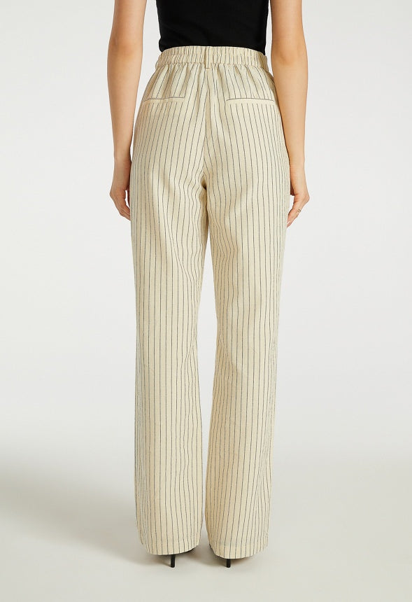 Tailored Tunic Wide Leg Trousers Marshmallow White/ Black Caviar Pinstripe